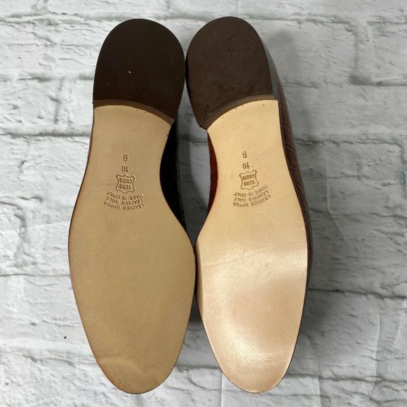 Fratelli Cavallini Womens Shoes 10M Brown Loafers Croc Print Leather NWOT - Picture 7 of 9